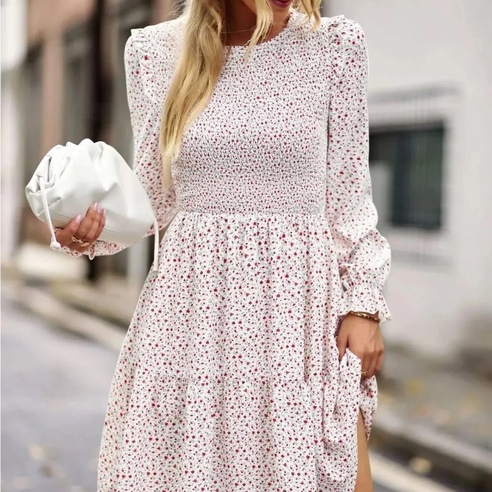 Elegant Long Sleeve Floral Dress